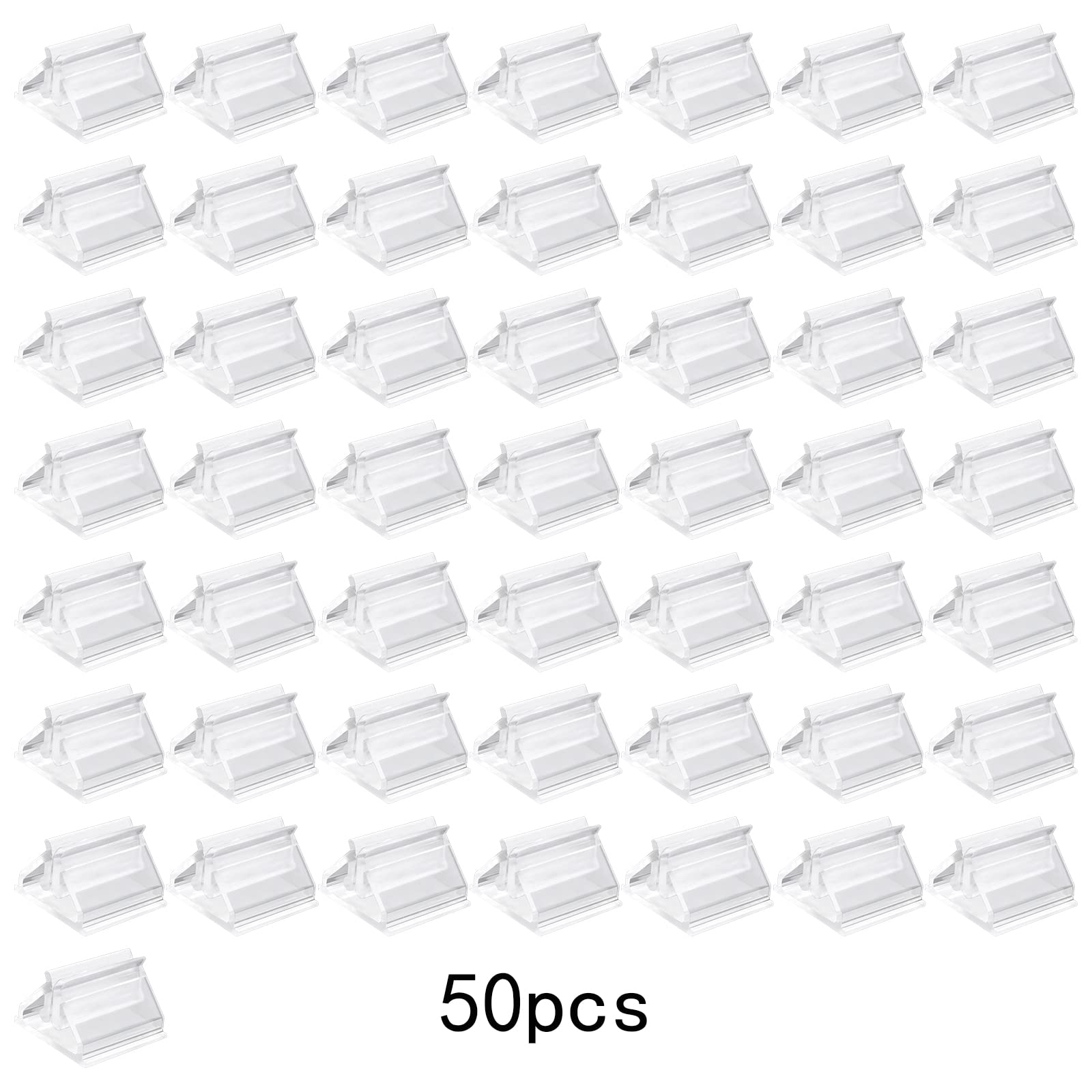 KMOSPAD 50 Pieces Clear Plastic Place Card Holders Game Card Stands Small Wedding Table Sign Stands Place Cards Holders for Photos Memos Board Game Markers Party Favor