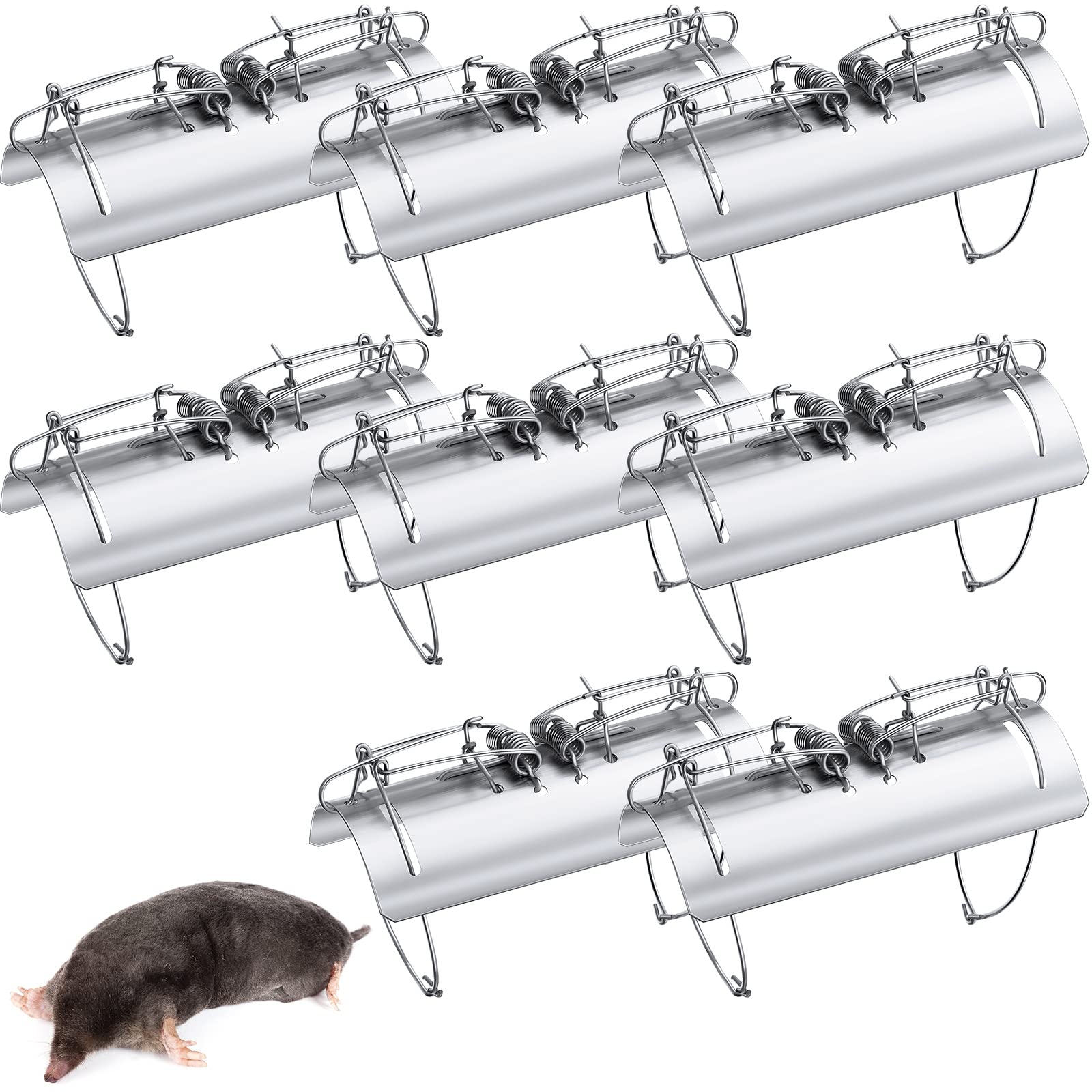 Mole Trap Half Round Metal Mole Killer Reusable Ground Squirrel Trap Heavy Duty Gopher Rat Vole Traps Tactical Traps for Outdoor Lawn Garden Yard Gopher Vole Trapping (8 Packs)