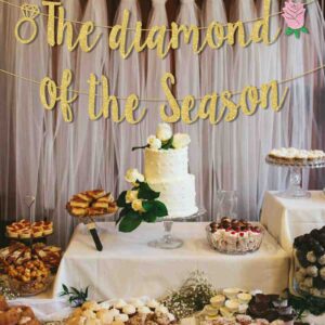 Cheereveal Tea Party Bridal Shower Decorations, The Diamond of The Season Banner Gold Glittering for High Tea Party Supplies, Garden Party Bridal Shower for Girls Women