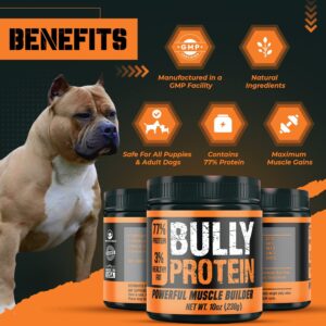 MBF SUPPLEMENTS Bully Protein & Vitamins for Dogs with Toy, 238mg Growth & Mass Gainer Supplement, 30 Days Supply Muscle Up Max for Pitbull, Bully and Bulldog