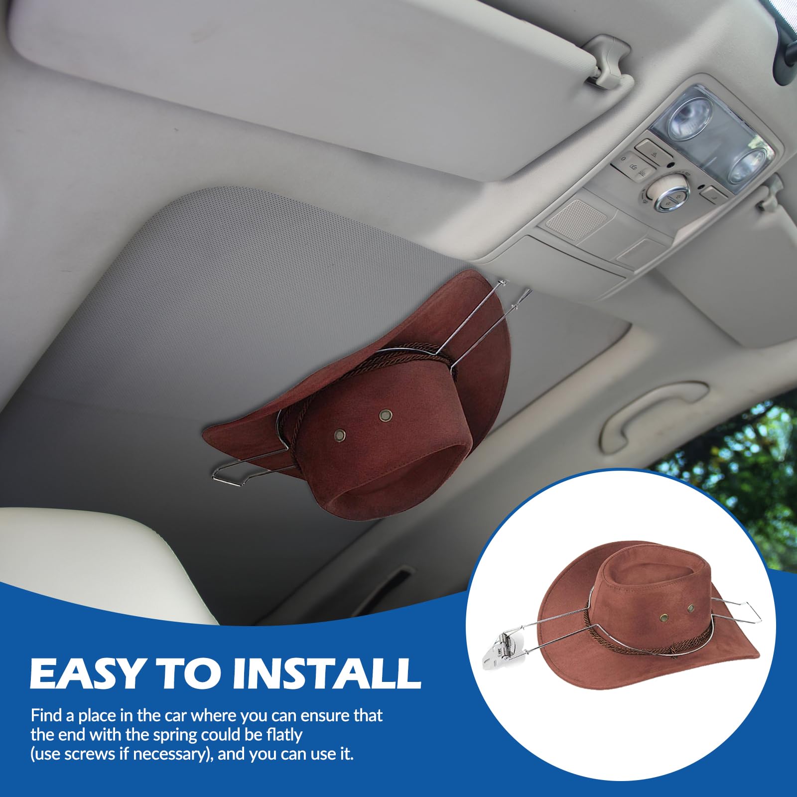 MagiDeal Cowboy Hat Holder, Built in Spring Sturdy Heavy Duty Hat Bracket Hanger Hat Rack Hat Clip, Keep Your hat from Ending up in Trunk Floor Board