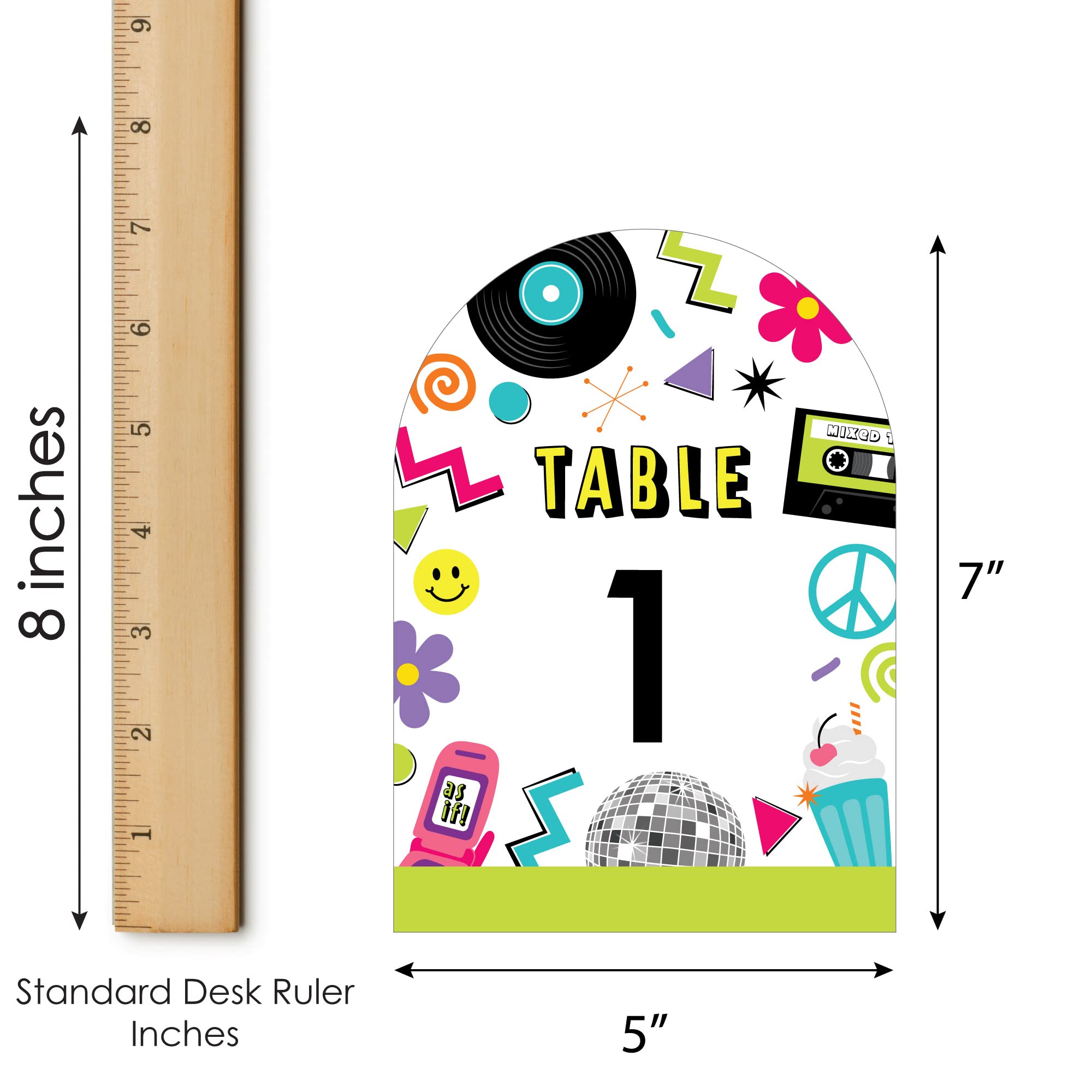 Big Dot of Happiness Through the Decades - 50s, 60s, 70s, 80s, and 90s Party Double-Sided 5 x 7 inches Cards - Table Numbers - 1-20