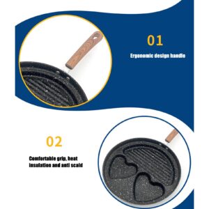 3 in 1 Frying Pan Flat Bottom, Nonstick Frying Skillet, Egg Steak Pan for Home, Kitchen, Dorm, Apartment