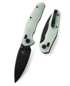 bestechman ronan edc folding knife jade g10 handle pocket knife, 14c28n steel thumb-stud outdoor tools, bmk02i (jade handle)