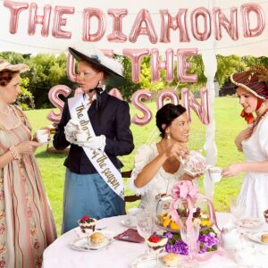 Tea Party Bridal Shower Decorations, The Diamond of the Season Banner Foil Balloons for High Tea Party Supplies, Garden Party Bridal Shower for Girls Women