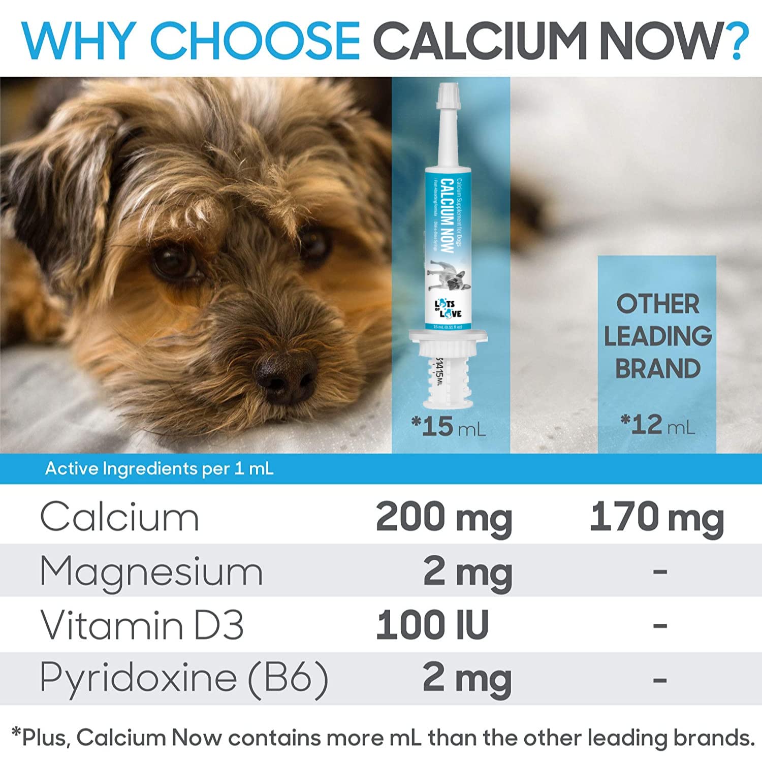 Calcium Now - Oral Calcium for Whelping Dogs (30 ml) - Dog & Cat Calcium Supplement Paste - Lots of Love