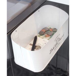 AuldHome Design Laundry Lost and Found Pocket Treasures Holder (White), Magnetic/Wall-Mounted Bin for Lost Coins