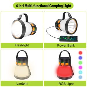 LED Camping Lantern, 1500 Lumens Camping Lantern Rechargeable with Solar Panel Charging, Waterproof, 8 Light Modes, 7500mAh Power Bank, Camping Flashlight for Hurricane Emergency, Hiking, Outdoor