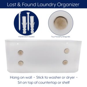 AuldHome Design Laundry Lost and Found Pocket Treasures Holder (White), Magnetic/Wall-Mounted Bin for Lost Coins