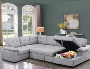 sleeper sofa couch bed with pull out couch living room set sectional sleeper sofa with storage chaise modular couch fabric sofa bed in grey