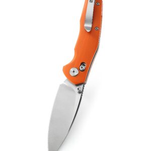 BESTECHMAN Ronan EDC Folding Knife Orange G10 Handle Pocket Knife, 14C28N Steel Thumb-Stud Outdoor Tools, BMK02C (Orange Handle)