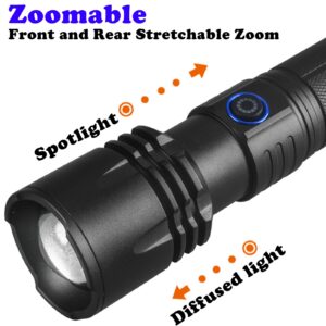 I0DO Zoomable Handheld Flashlight High Lumens Rechargeable Tactical Flashlights Long Range Super Bright Torch High Power Multi-Function Led Emergency Handheld Flashlight