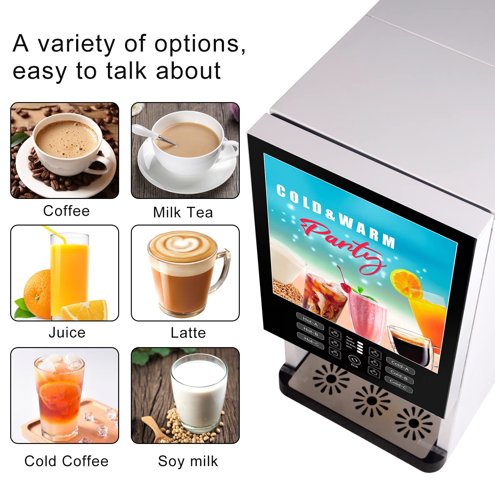 gusohapy 3 Flavors, 3 Cold Drinks And 3 Hot Drinks, Filtered Water Commercial Instant Coffee Milk Tea Machine Commercial Beverage Dispensers Self Cleaning