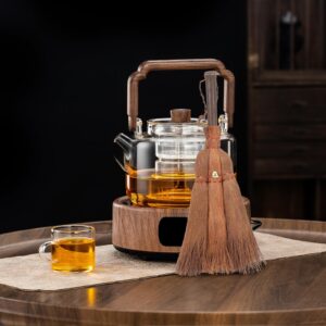 Cabilock Tea Tray Broom - Brown Silk Broom Straw Whisk Mini Broom for Home Tea Tray Small Whisk, Tea Ceremony Accessories for Dustpan Keyboard