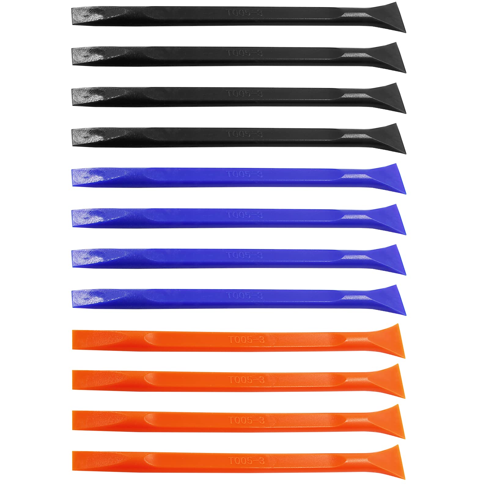 Moicstiy 12Pcs Plastic Scraper Cleaning Tool Non-Scratch Carbon Fiber Multi-Purpose Stiff Scraper Pen-Shaped Scraper Tool for Paint, Stickers Label, Food, Tight Spaces, Crevices (Black & Blue)