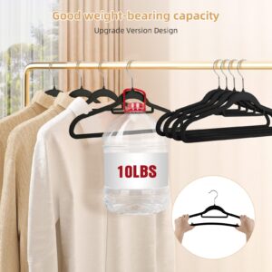 JohneyRulu Velvet Non-Slip Black Hangers - Space-Saving Heavy-Duty Suit Hangers with 360° Swivel Hook - 20 Pack