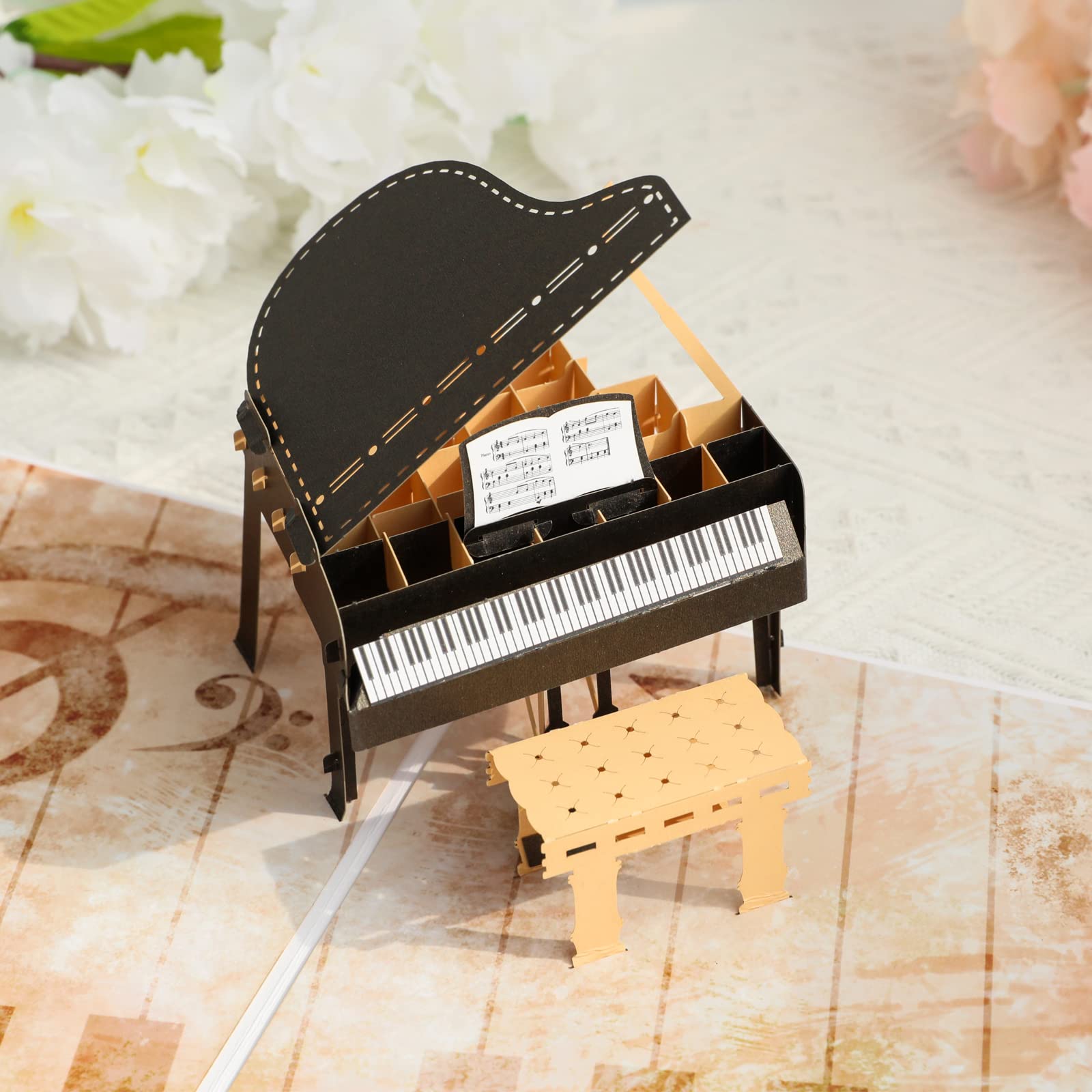 Paper Spiritz Piano Pop Up Card Happy Birthday Greeting Card, 3D Piano Card for Mother's Day, Music Lovers