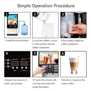 gusohapy 3 Flavors, 3 Cold Drinks And 3 Hot Drinks, Filtered Water Commercial Instant Coffee Milk Tea Machine Commercial Beverage Dispensers Self Cleaning