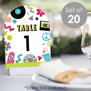 Big Dot of Happiness Through the Decades - 50s, 60s, 70s, 80s, and 90s Party Double-Sided 5 x 7 inches Cards - Table Numbers - 1-20