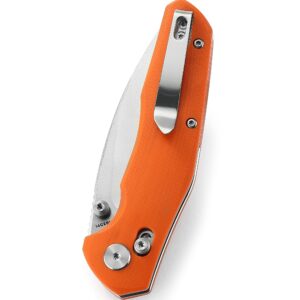 BESTECHMAN Ronan EDC Folding Knife Orange G10 Handle Pocket Knife, 14C28N Steel Thumb-Stud Outdoor Tools, BMK02C (Orange Handle)