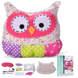 amazaque owl stuffed pillow - squishy super soft plush owl -huggable plushies stuffed owls toy - diy sewing craft plush animal pillow kit - owl plush birthday surprise gifts for boy and girls,