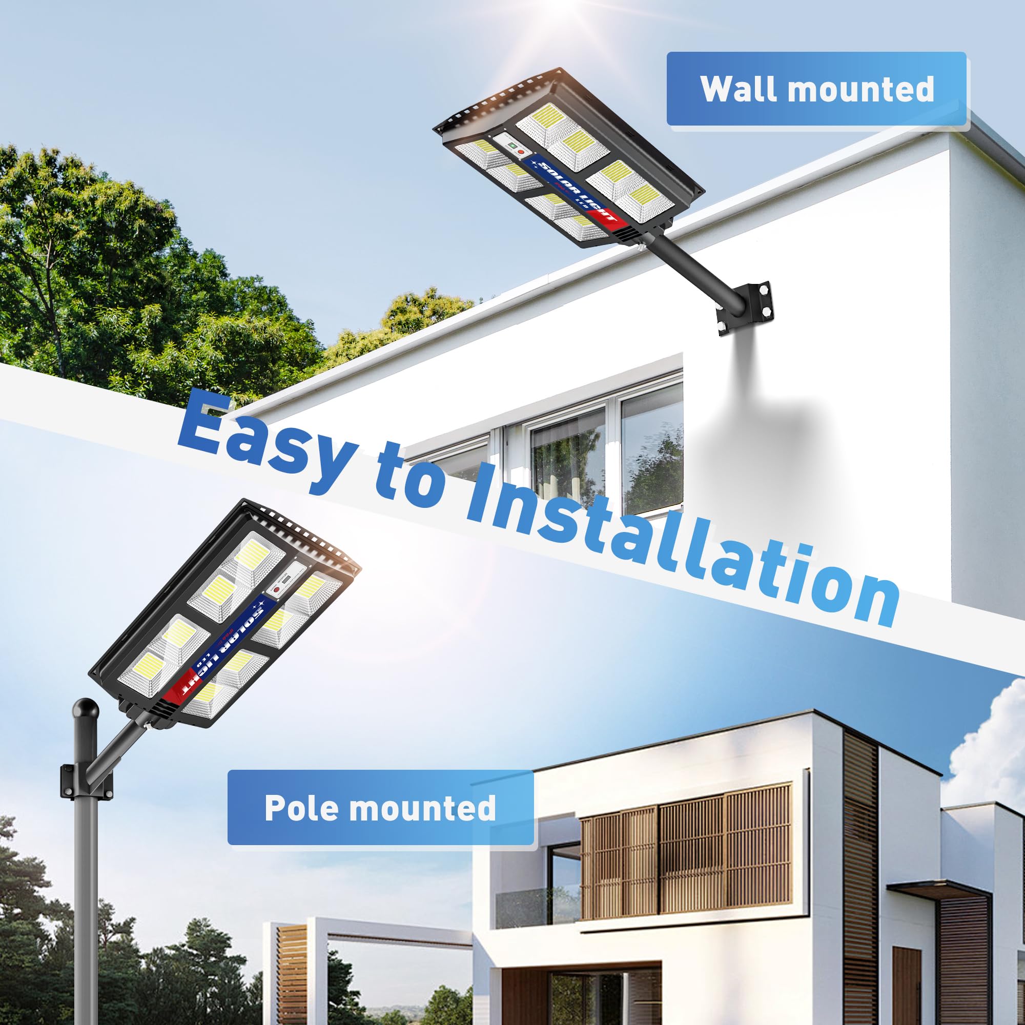 2800W Solar Street Lights Outdoor - Wide Angle Solar Lights Outdoor Waterproof, 6500K Solar Parking Lot Lights Dusk to Dawn, Solar Street Lights Motion Sensor for Commercial Yard