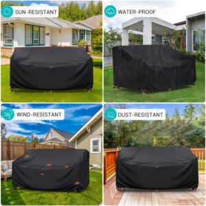 Heavy Duty Patio Sofa Cover, Waterproof 3-Seater Outdoor Sofa Cover Patio Furniture Covers for Outdoor Furniture Loveseat Couch, 90.5" L×34" D×32" H, Black