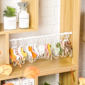 Ferraycle Wall Hanging Bow Holder with Hooks Hair Bow Holder Organizer for Girls Hanger Headband Storage Organizer Include Metal Bow Hanger 16-23.6 Inch Rods Wall Hooks(White,46 Pcs)