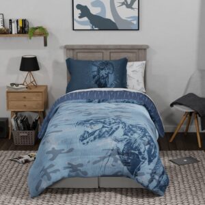 Franco Jurassic World Kids Luxury Bedding Super Soft Premium Comforter with Sham, 3 Piece Full/Queen Size, 100% Cotton (Official Universal Product)