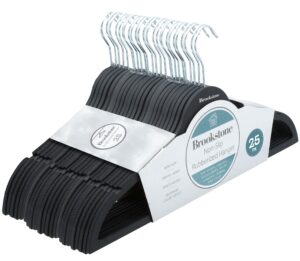 brookstone, 25 pack [non-slip] 3d rubberized hangers, ultra slim lightweight design, heavy-duty, won’t stain fabric, swivel 360° hook