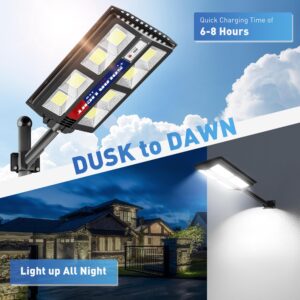 2800W Solar Street Lights Outdoor - Wide Angle Solar Lights Outdoor Waterproof, 6500K Solar Parking Lot Lights Dusk to Dawn, Solar Street Lights Motion Sensor for Commercial Yard