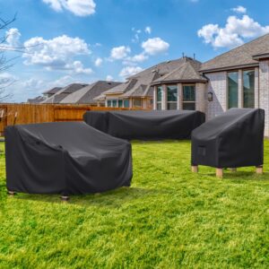 Heavy Duty Patio Sofa Cover, Waterproof 3-Seater Outdoor Sofa Cover Patio Furniture Covers for Outdoor Furniture Loveseat Couch, 90.5" L×34" D×32" H, Black