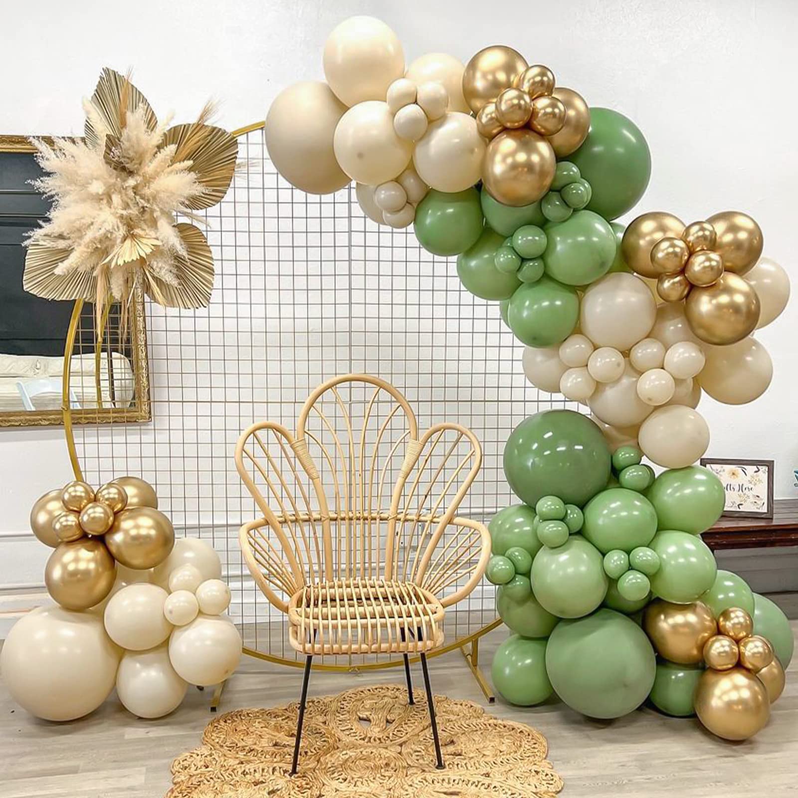 RUBFAC Sage Green Balloons Different Sizes 105pcs 5/10/12/18 Inches for Garland Arch, Olive Green Party Latex Balloons for Birthday Graduation Baby Shower Wedding Anniversary Party Decoration