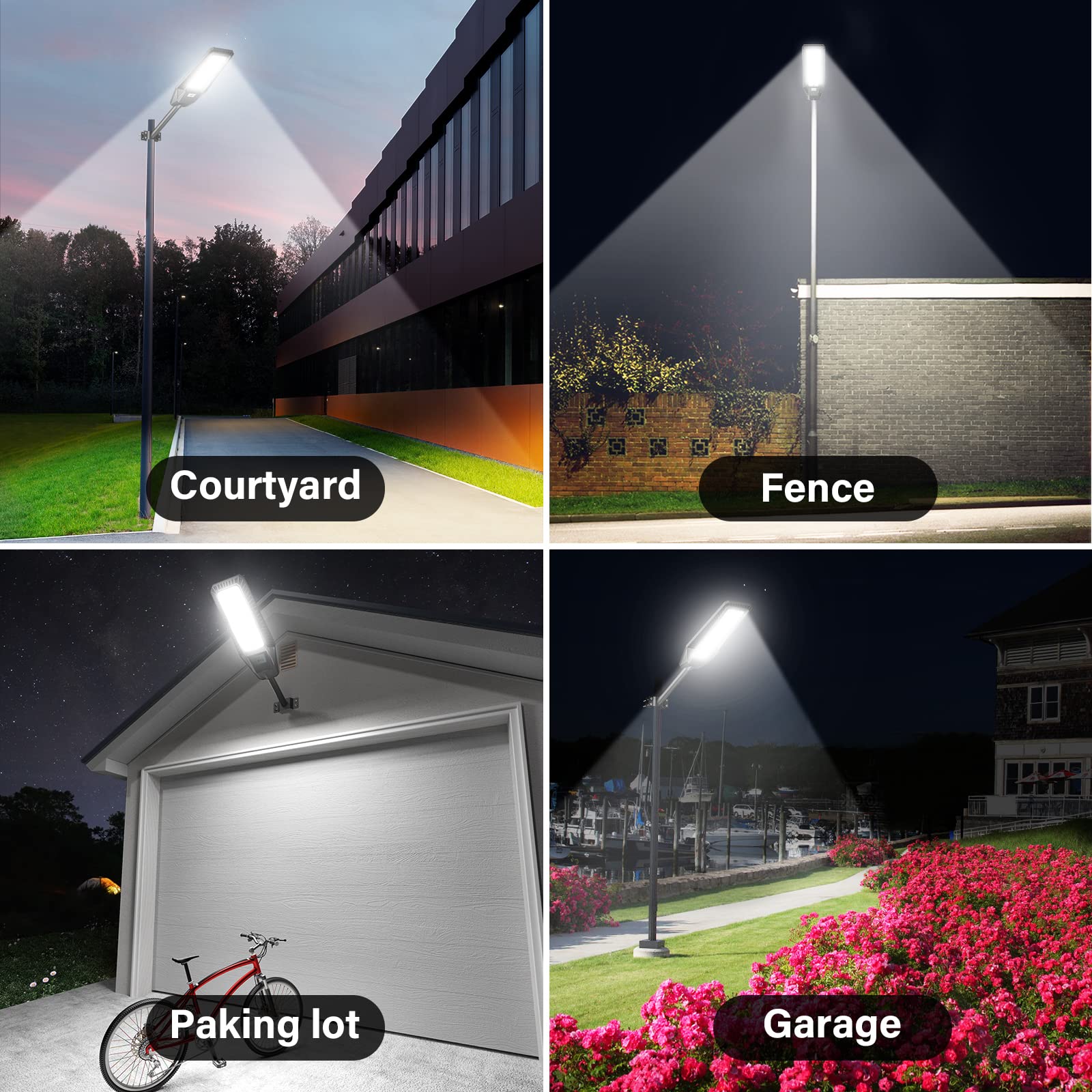 Solar Street Lights 3200 W 2 Packs LED Solar Street Lights Outdoor IP66 Waterproof 227,000 LM 7000 K Street Light Dusk to Dawn Solar Power Lights with Motion Sensor and Remote Control for Parking Lot