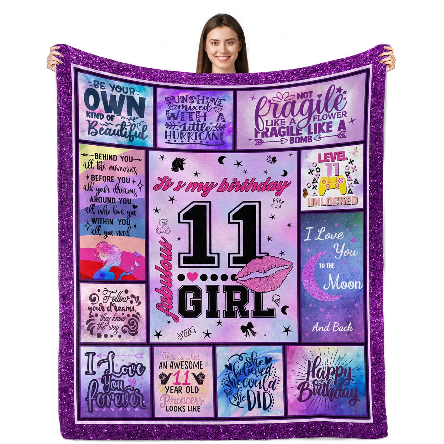 Lviliss Gifts for 11 Year Old Girl Blanket, 11 Year Old Girl Gift Ideas, 11th Birthday Gifts for Girls, 11 Year Old Girl Gifts for Birthday, 11th Birthday Decorations for Girls Throw Blanket 50”x60”