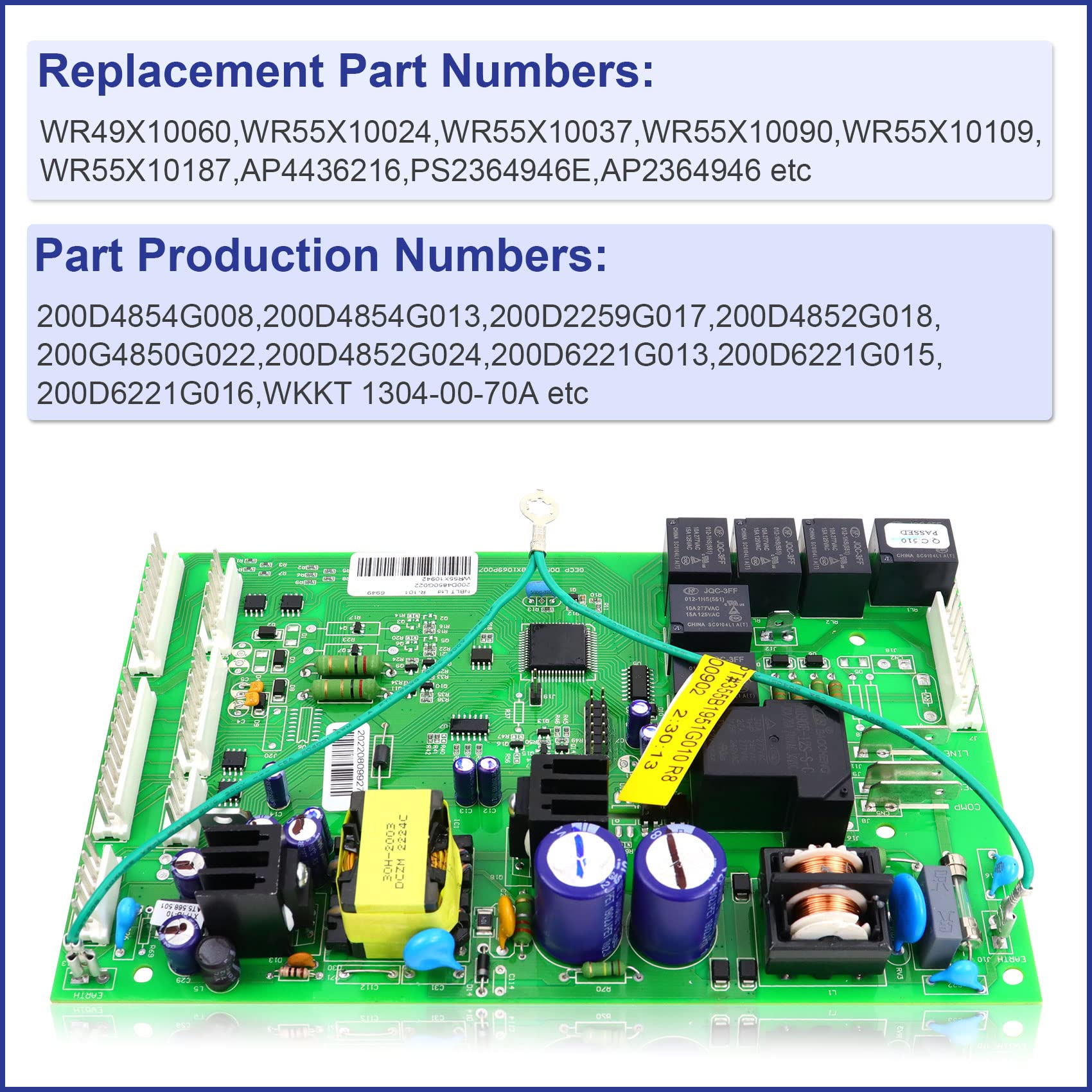 𝑺𝒐𝒐𝒃𝒐𝒐𝒍 𝑵𝒆𝒘 WR55X10942C WR55X10942 Control Board from Factory Retail Box，Compatible with Ge Refrigerator Main Control Board/Motherboard, New Chips from PCBA Factory Parts -1 Yr