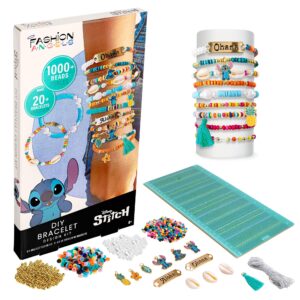 fashion angels disney stitch diy bracelet making kit, includes 1,000+ shell beads, tassels, & more, lilo & stitch collectable jewelry for kids, teen girls & boys