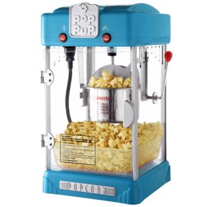 pop pup popcorn machine - 2.5oz tabletop movie theater popcorn popper with stainless-steel kettle and serving tray by great northern popcorn (blue)