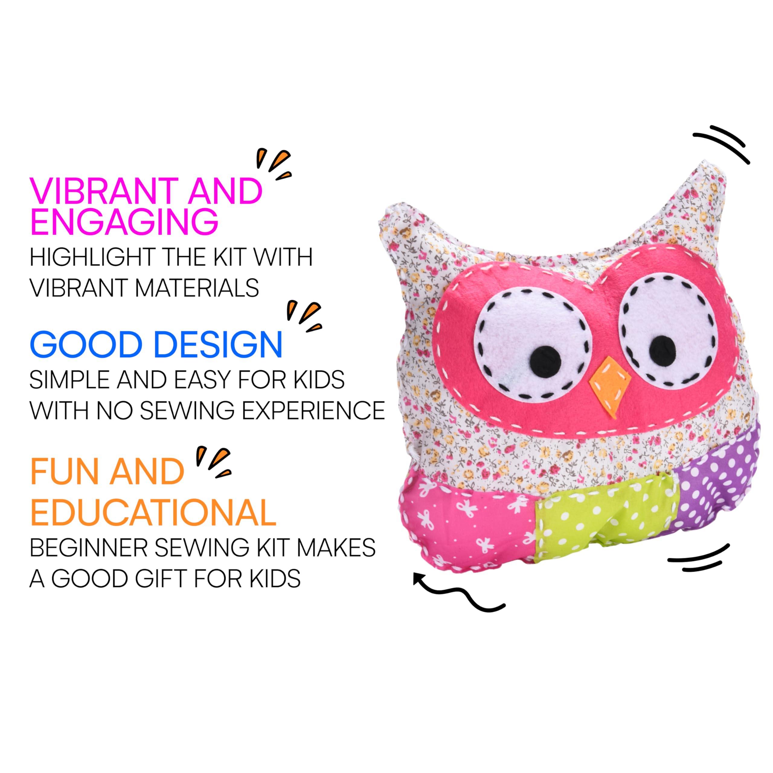 Amazaque Owl Stuffed Pillow - Squishy Super Soft Plush Owl -Huggable Plushies Stuffed Owls Toy - DIY Sewing Craft Plush Animal Pillow Kit - Owl Plush Birthday Surprise Gifts for Boy and Girls,