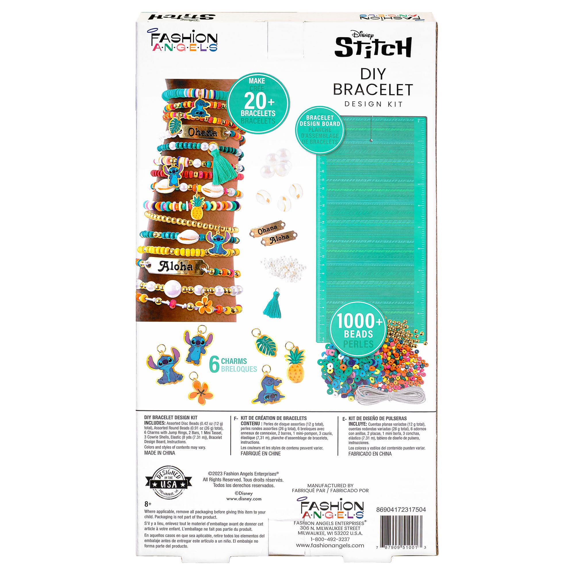 Fashion Angels Disney Stitch DIY Bracelet Making Kit, Includes 1,000+ Shell Beads, Tassels, & More, Lilo & Stitch Collectable Jewelry for Kids, Teen Girls & Boys