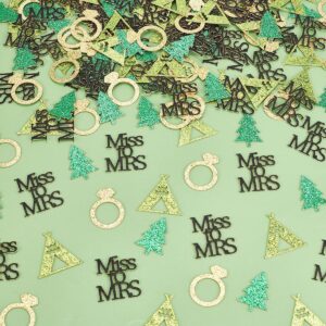 200 Pcs Camp Bachelorette Party Decorations Camp Bachelorette Confetti Gold Glitter Diamond Ring Miss to Mrs Tent Confetti for Mountain Lake Hiking Bachelorette Bridal Shower Engagement Party Decor