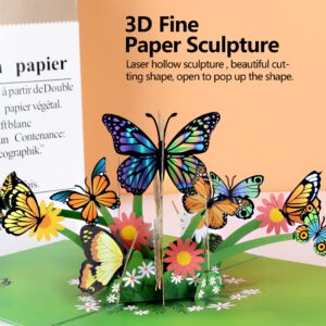 evron Pop Up Birthday Cards,3D Flower Butterfly Greeting Card,Thanksgiving,Thank You Cards,Butterfly Garden Pop Up Card,Christmas Card,Valentine's Day,with Lay Flat Display Widget&Envelopes(Butterfly)