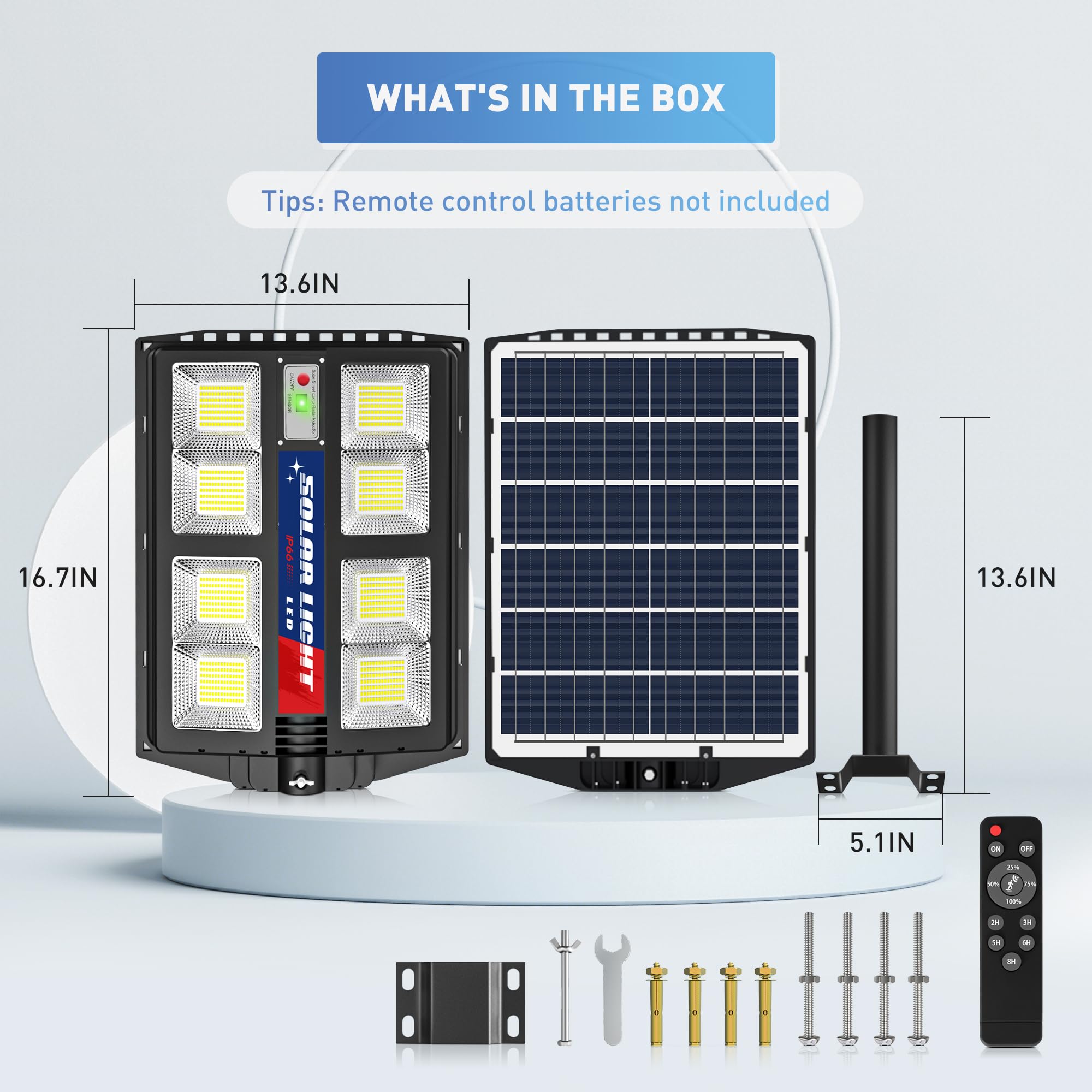 2800W Solar Street Lights Outdoor - Wide Angle Solar Lights Outdoor Waterproof, 6500K Solar Parking Lot Lights Dusk to Dawn, Solar Street Lights Motion Sensor for Commercial Yard