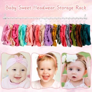 Ferraycle Wall Hanging Bow Holder with Hooks Hair Bow Holder Organizer for Girls Hanger Headband Storage Organizer Include Metal Bow Hanger 16-23.6 Inch Rods Wall Hooks(White,46 Pcs)