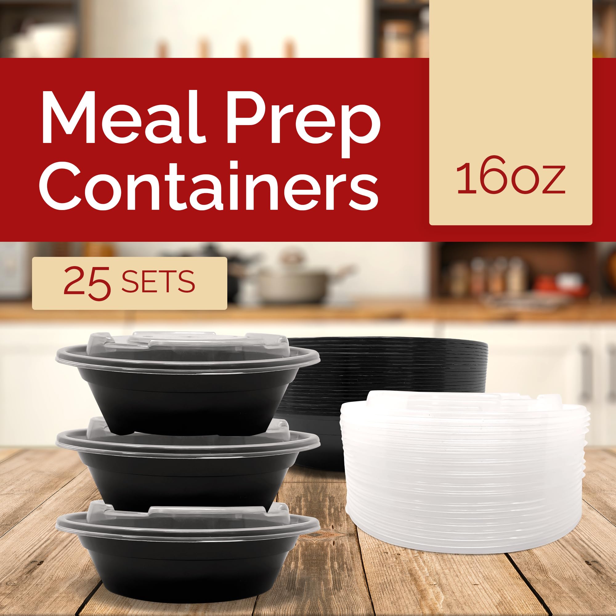 Reli. Meal Prep Container Bowls, 16 oz (25 Pack) Meal Prep Containers Reusable | Plastic Take Out Food Containers, Microwavable Bowls | Disposable Bowls with Lids for Takeout, To Go, Leftover