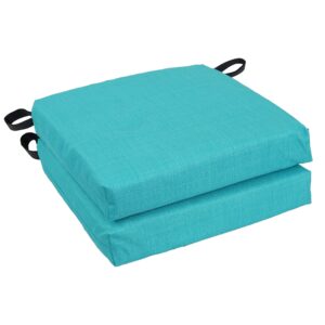 blazing needles indoor/outdoor chair cushion, 16" x 16", aqua blue 2 count