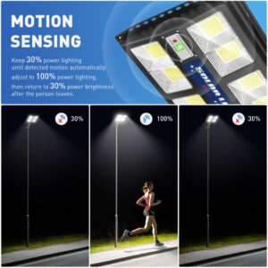 2800W Solar Street Lights Outdoor - Wide Angle Solar Lights Outdoor Waterproof, 6500K Solar Parking Lot Lights Dusk to Dawn, Solar Street Lights Motion Sensor for Commercial Yard