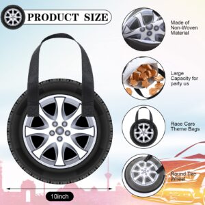 Silkfly 48 Pcs Racing Car Party Non Woven Tote Bags Race Car Wheel Bags with Handles Race Car Party Supplies for Candy Gifts Goodies Treats Boys Kids Birthday Baby Shower Party Favors Tote Bags