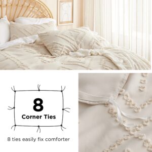 Bedsure Duvet Cover King - King Duvet Cover, Boho Bedding King for All Seasons, 3 Pieces, Chic Geometric Tufted Duvet Cover (Beige, King, 104"x90")