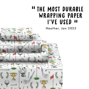 CENTRAL 23 Golf Wrapping Paper - 6 Sheets White Wrapping Paper For Men Dad Grandpa Uncle - Golf Sports Club - Comes With Stickers - Recyclable - Christmas Wrapping Paper Sheets